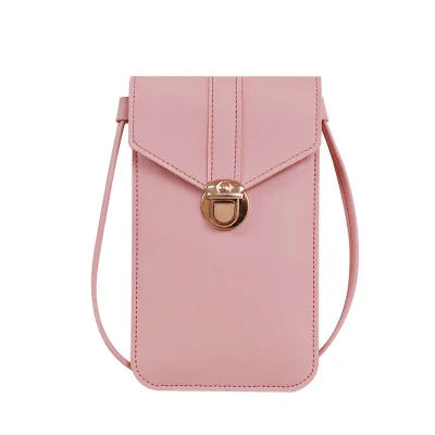 Women's crossbody bag.  Pu leather touch screen mobile wallet female