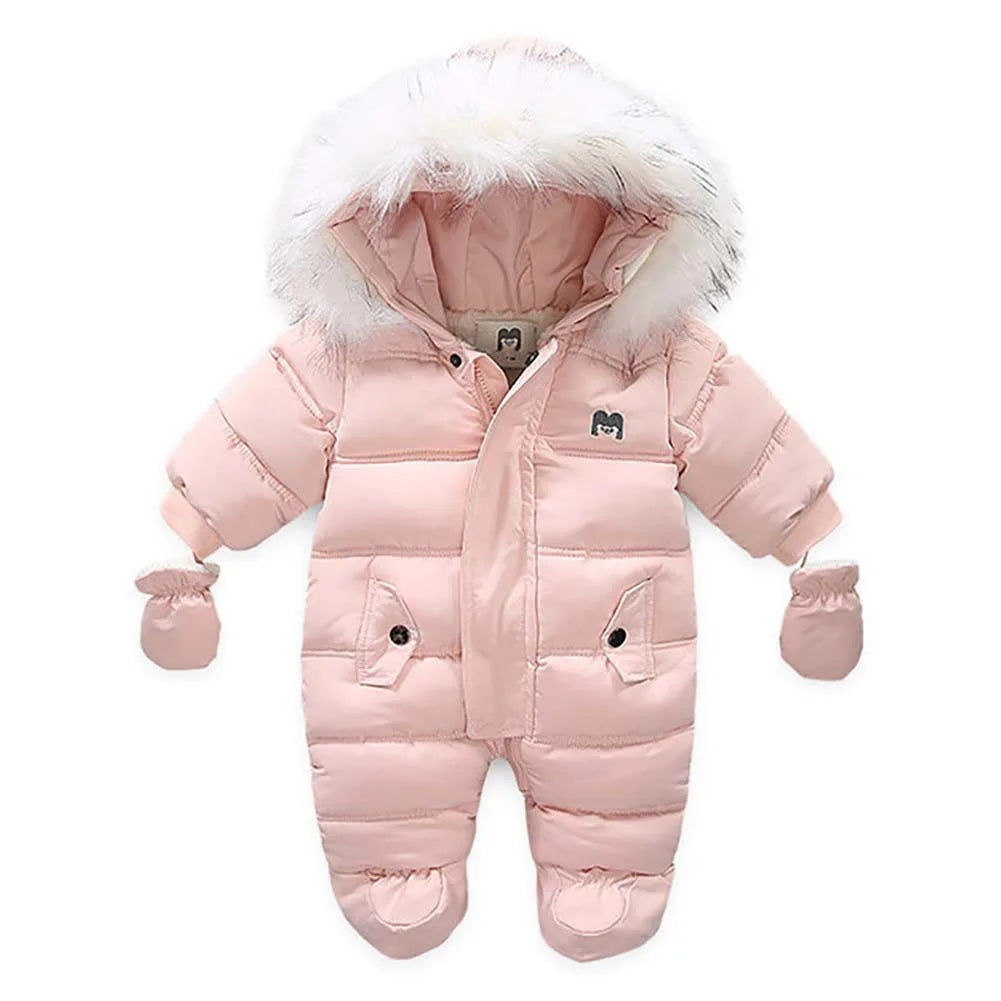 Winter  Set Baby Boy Girl  Down Jacket Coat Jumpsuit Snowsuit Kids Parka Real Fur Overalls Overcoat