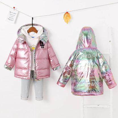 Children New Fashion Winter Jacket For Girls Warm Hooded Coat 90% Duck Down