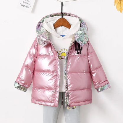 Children New Fashion Winter Jacket For Girls Warm Hooded Coat 90% Duck Down