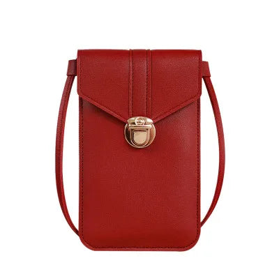 Women's crossbody bag.  Pu leather touch screen mobile wallet female