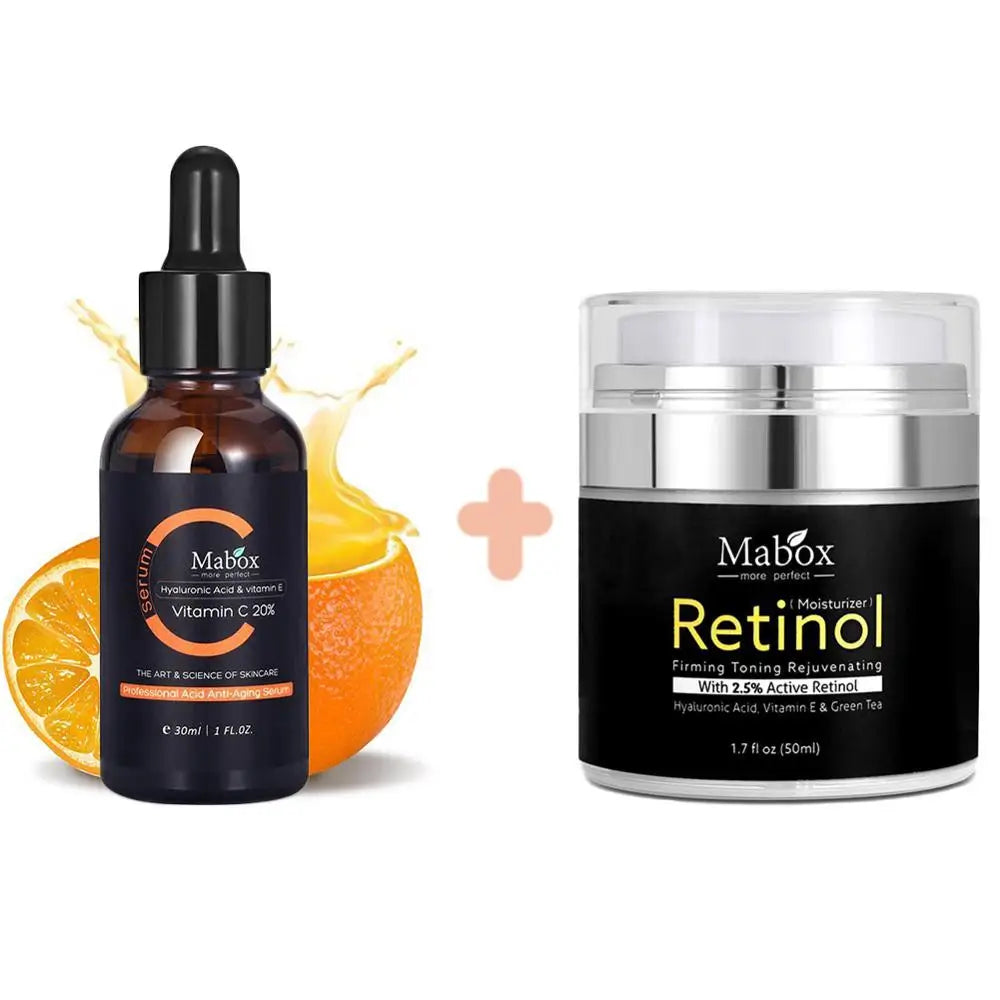 MABOX  Retinol Whitening Face Cream + Vitamin C Whitening Serum Anti aging Moisturizer Face Cream