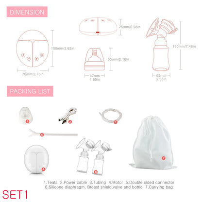 Electric breast pump unilateral and bilateral breast pump manual silicone