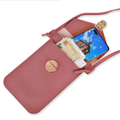 Women's crossbody bag.  Pu leather touch screen mobile wallet female