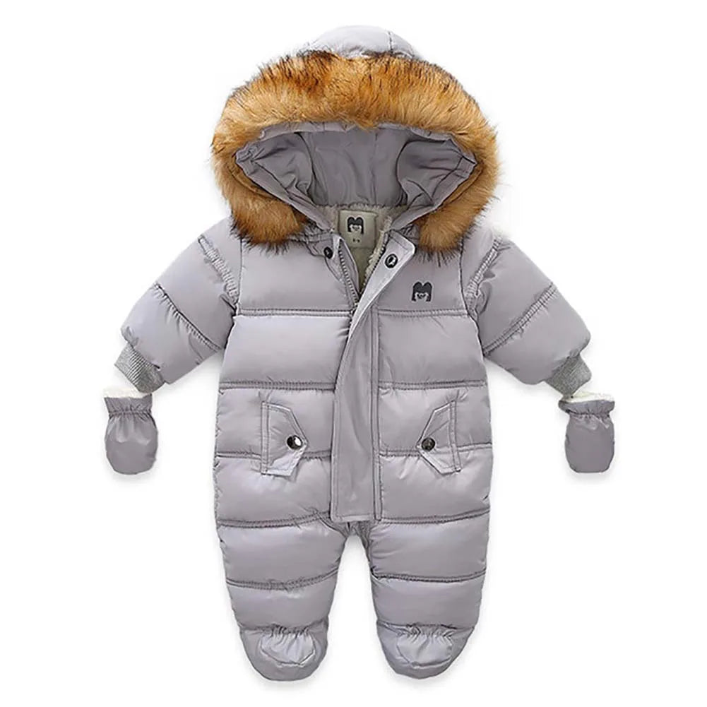 Winter  Set Baby Boy Girl  Down Jacket Coat Jumpsuit Snowsuit Kids Parka Real Fur Overalls Overcoat