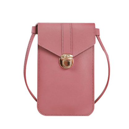 Women's crossbody bag.  Pu leather touch screen mobile wallet female