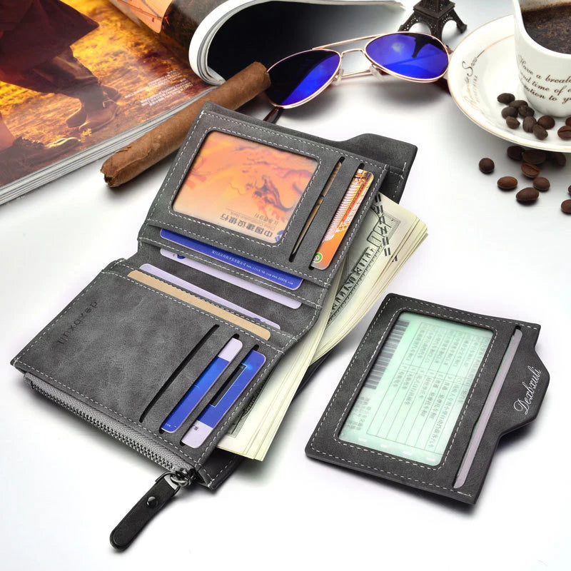 Wallet Men Soft Leather wallet with removable card slots multifunction men wallet purse male clutch top quality !